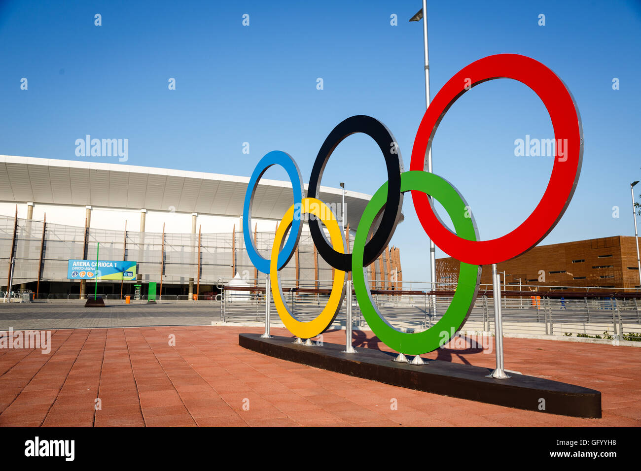 Rio De Janeiro, Brazil. August 1, 2016. Olympic Rings In Barra Olympic ...