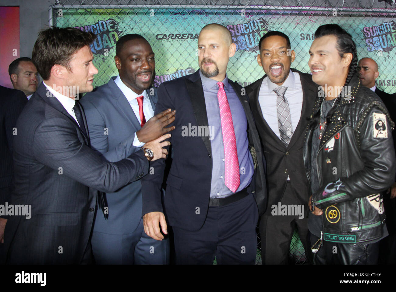New York, USA. 1st August, 2016. Scott Eastwood, Will Smith,David Ayer, Adewale Akinnuoye-Agbaje, Adam Bearch at Warner Bros. Pictures & DC, Atlas Entertainment  presents the World Premiere of Suicide Squad  at the Beacon Theatre in New York. NY August 01, 2016. Credit:  MediaPunch Inc/Alamy Live News Stock Photo