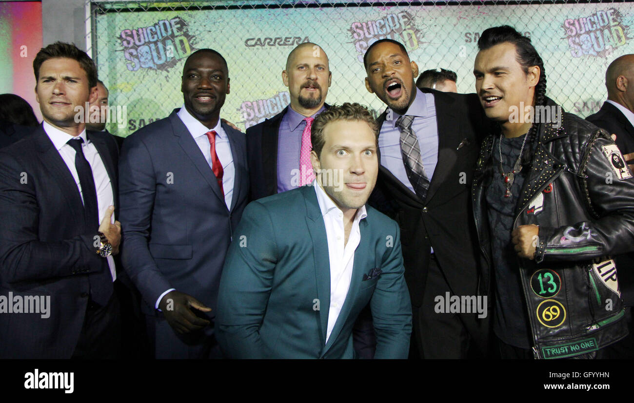 New York, USA. 1st August, 2016. Scott Eastwood, Will Smith,David Ayer, Adewale Akinnuoye-Agbaje, Adam Bearch, Jai Courtney at Warner Bros. Pictures & DC, Atlas Entertainment  presents the World Premiere of Suicide Squad  at the Beacon Theatre in New York. NY August 01, 2016. Credit:  MediaPunch Inc/Alamy Live News Stock Photo