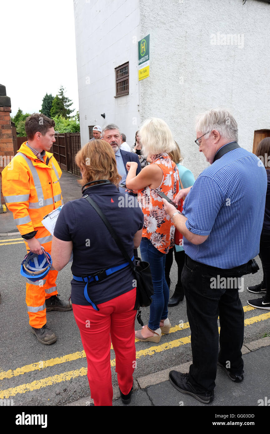 Toby higgins network rail being interviewed by the media at the rail bridge collapse grove road barrow upon soar Stock Photo