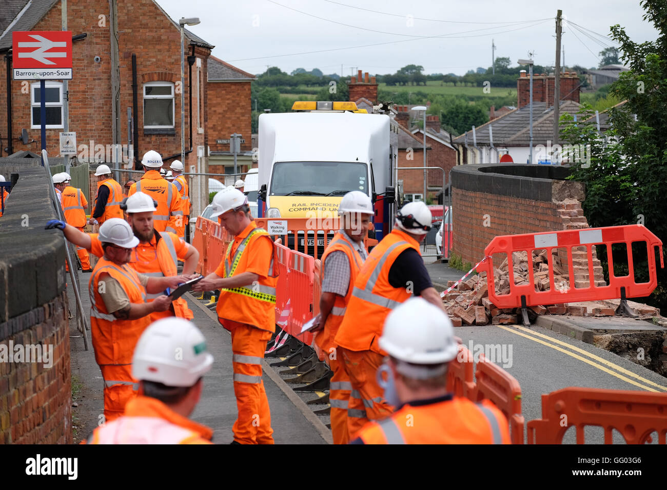 Network rail are at the scene of a bridge collapse in grove road barrow