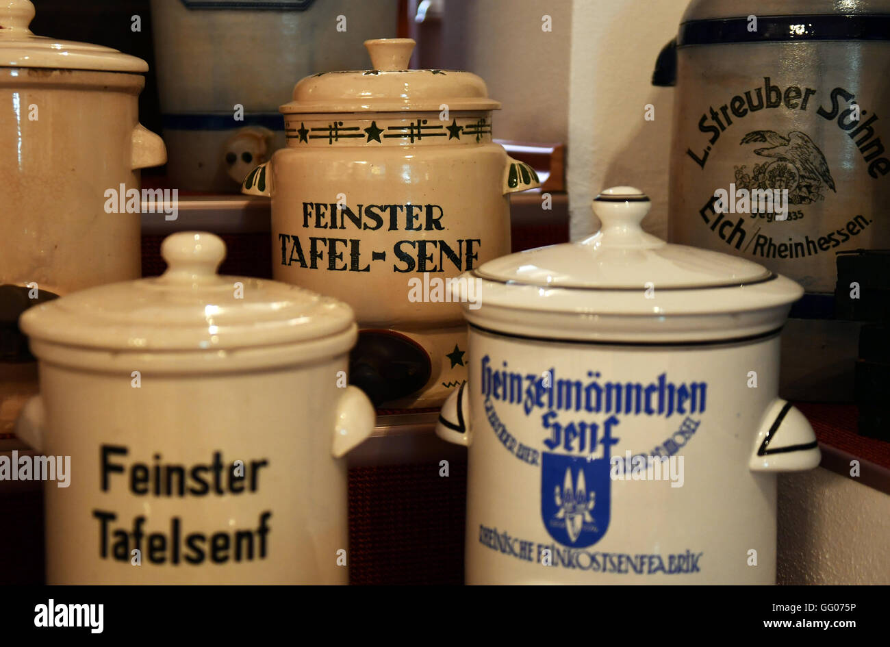 Bautzen Germany 01st Aug 2016 Various Mustard And Vinegar Pots