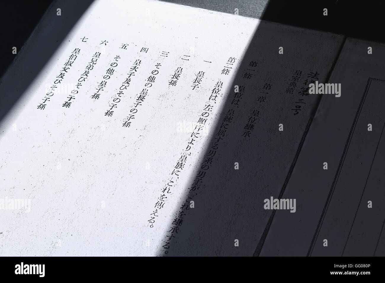 A replica of an official original copy of the Imperial House Law