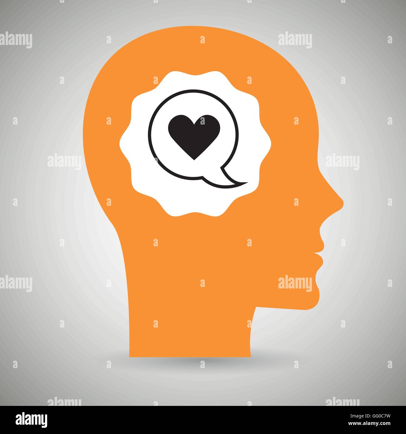 silhouette head heart speech Stock Vector Image & Art - Alamy