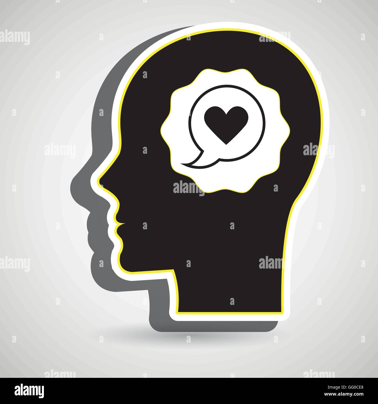silhouette head heart speech Stock Vector Image & Art - Alamy