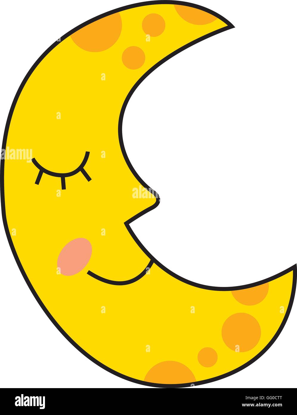 moon character drawn icon Stock Vector