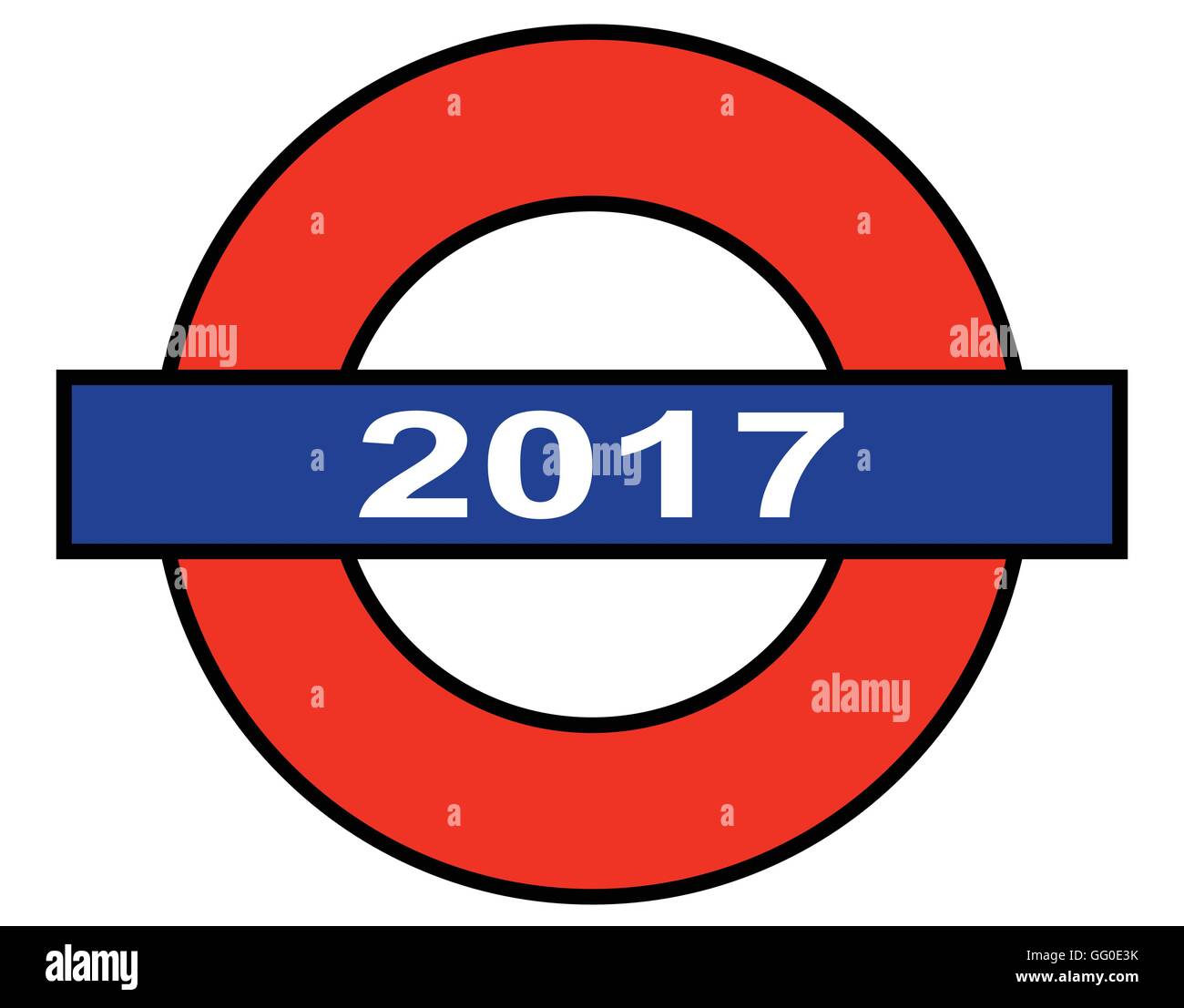 A depiction of the London Underground with the year 2017 Stock Vector