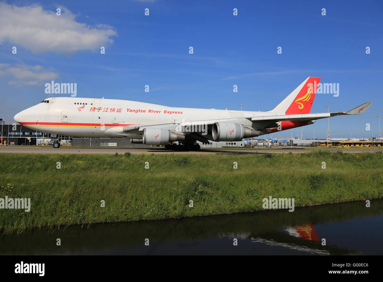 Amsterdam/Netherland August 5, 2015:Boeing 747 from Jangtze River Express at AmsterdamAirport. Stock Photo