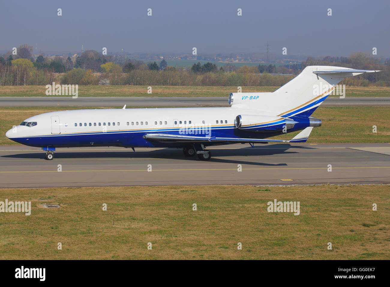 Liege/Netherland August 29, 2015: Boeing 727 from Malibu Consulting Corporation at Liege Airport. Stock Photo