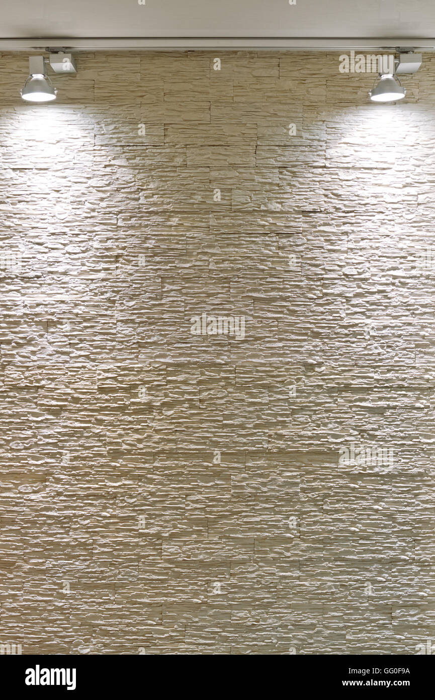 Exhibition wall of an art gallery with two spotlights Stock Photo Alamy
