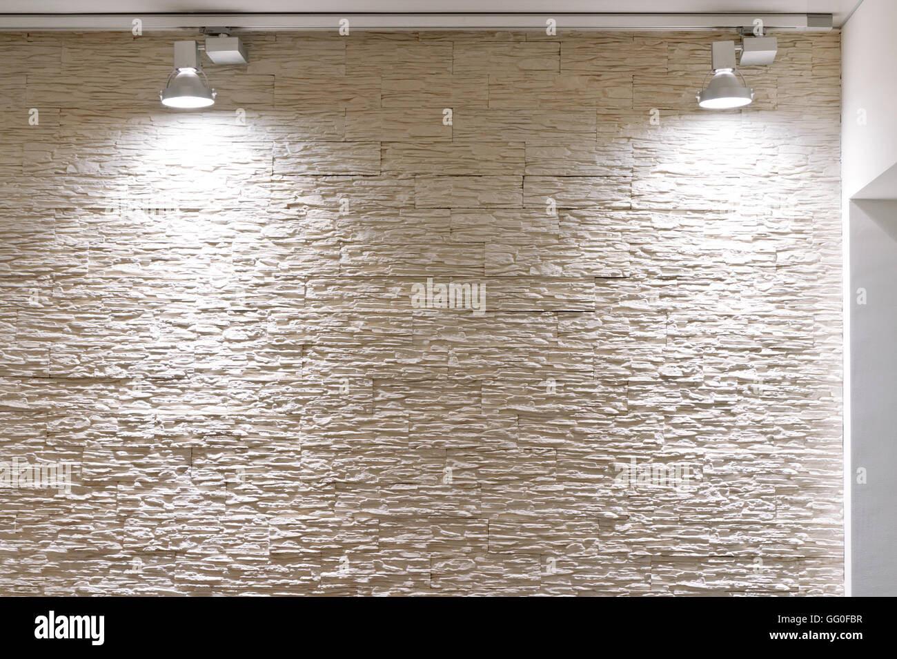 Exhibition wall of an art gallery with two spotlights Stock Photo Alamy