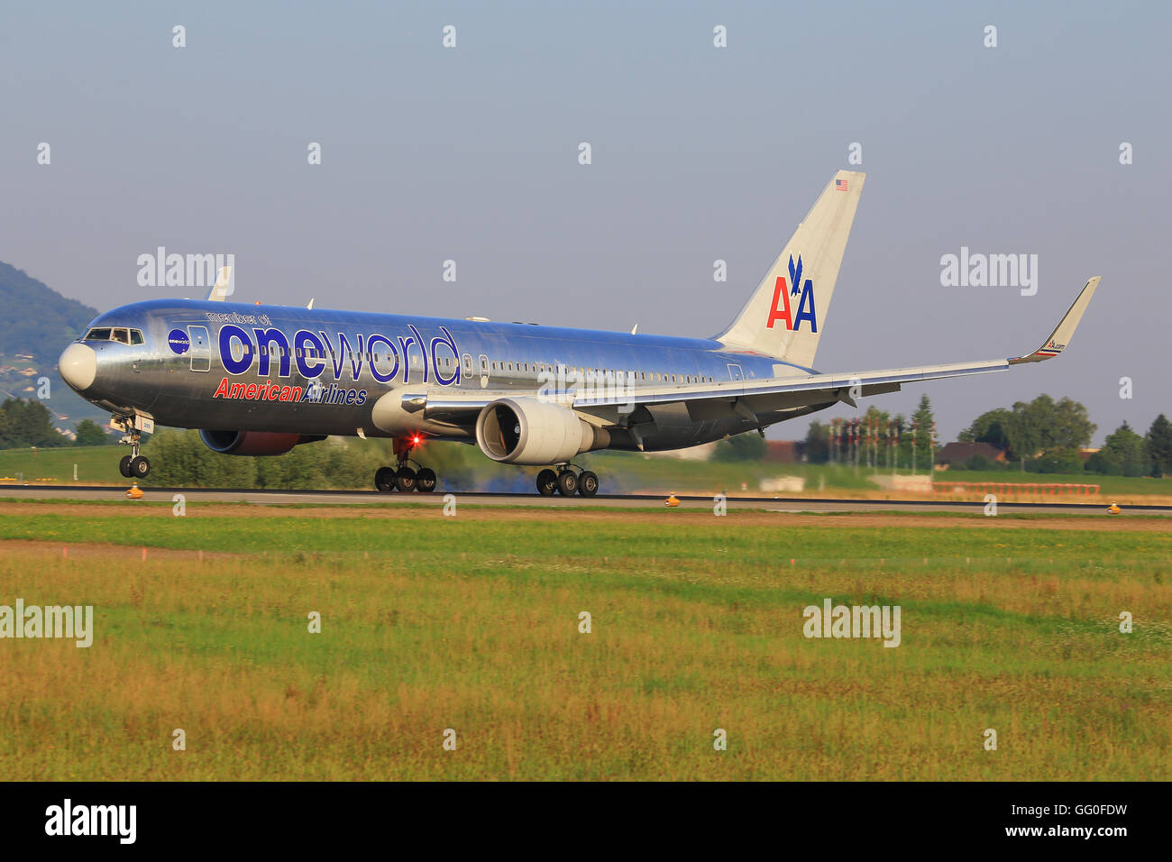 An American Airlines Boeing 767 taking off Stock Photo