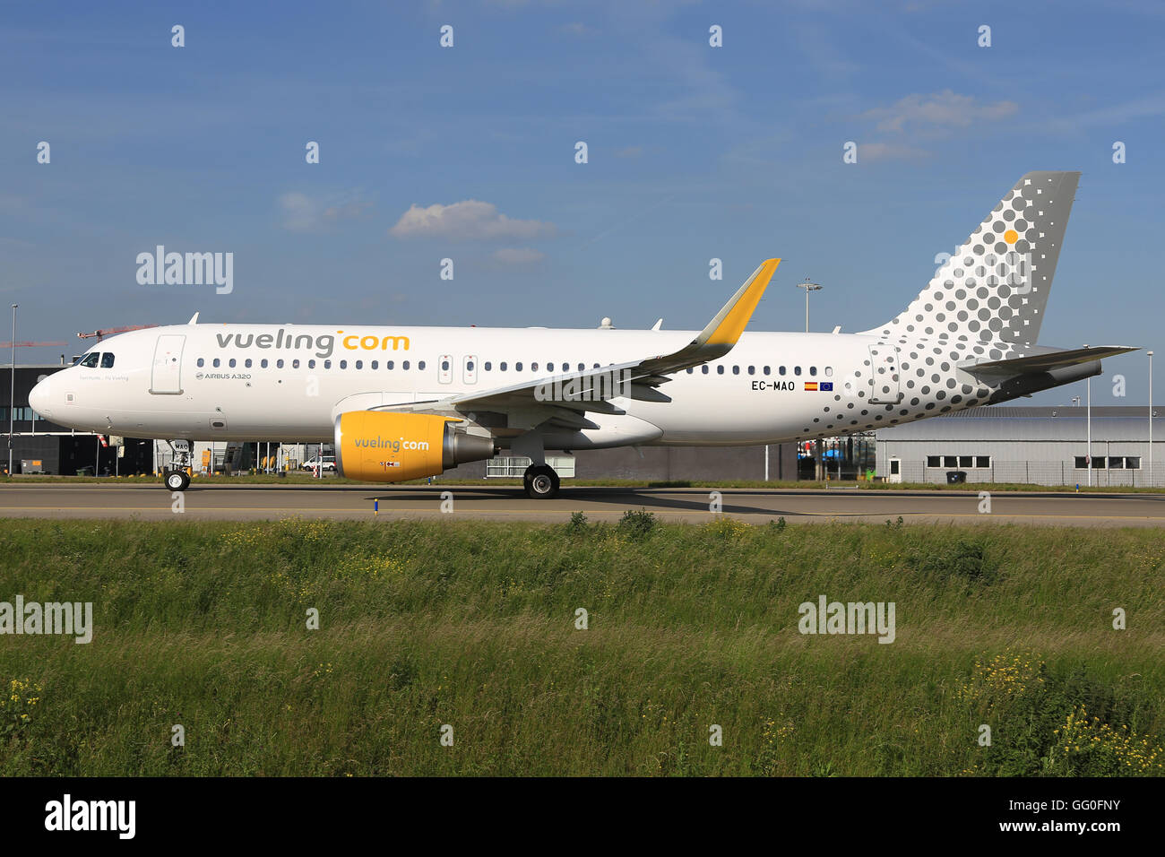 Amsterdam/Netherland August 5, 2015: Aurbus A320 from Vueling at AmsterdamAirport. Stock Photo