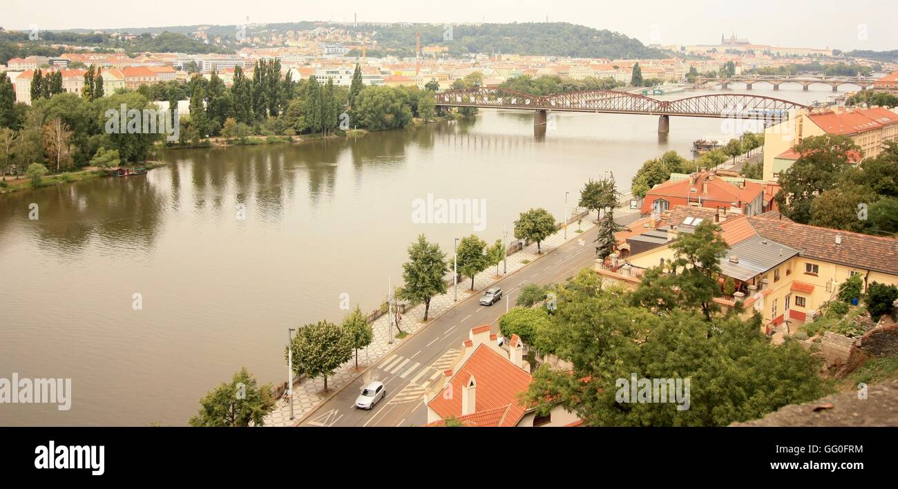 Panoramic view of Prague Stock Photo