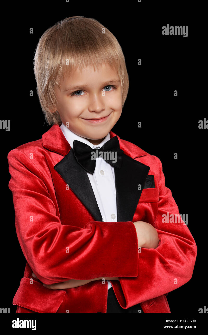 Handsome little boy in a tuxedo Stock Photo Alamy