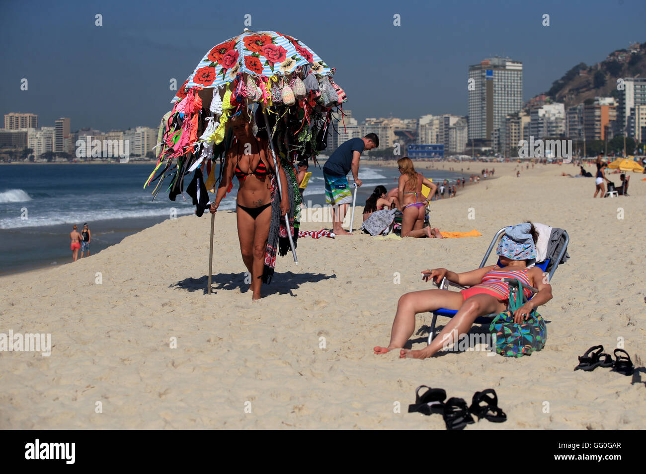 Beachwear For Sale On The Copacabana Beach Ahead Of The Rio