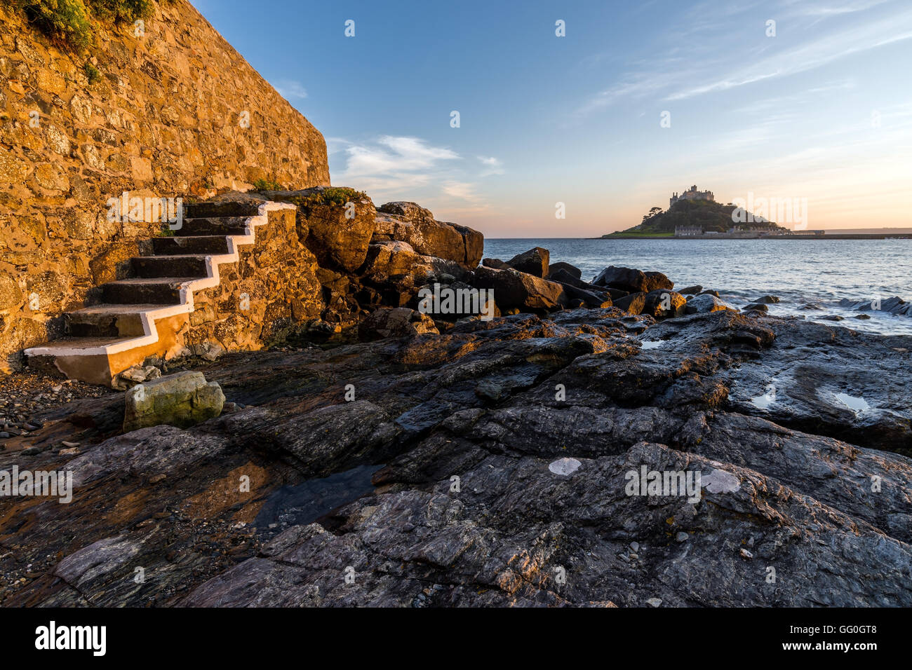 Steps at St Michael's Mount, Cornwall Stock Photo