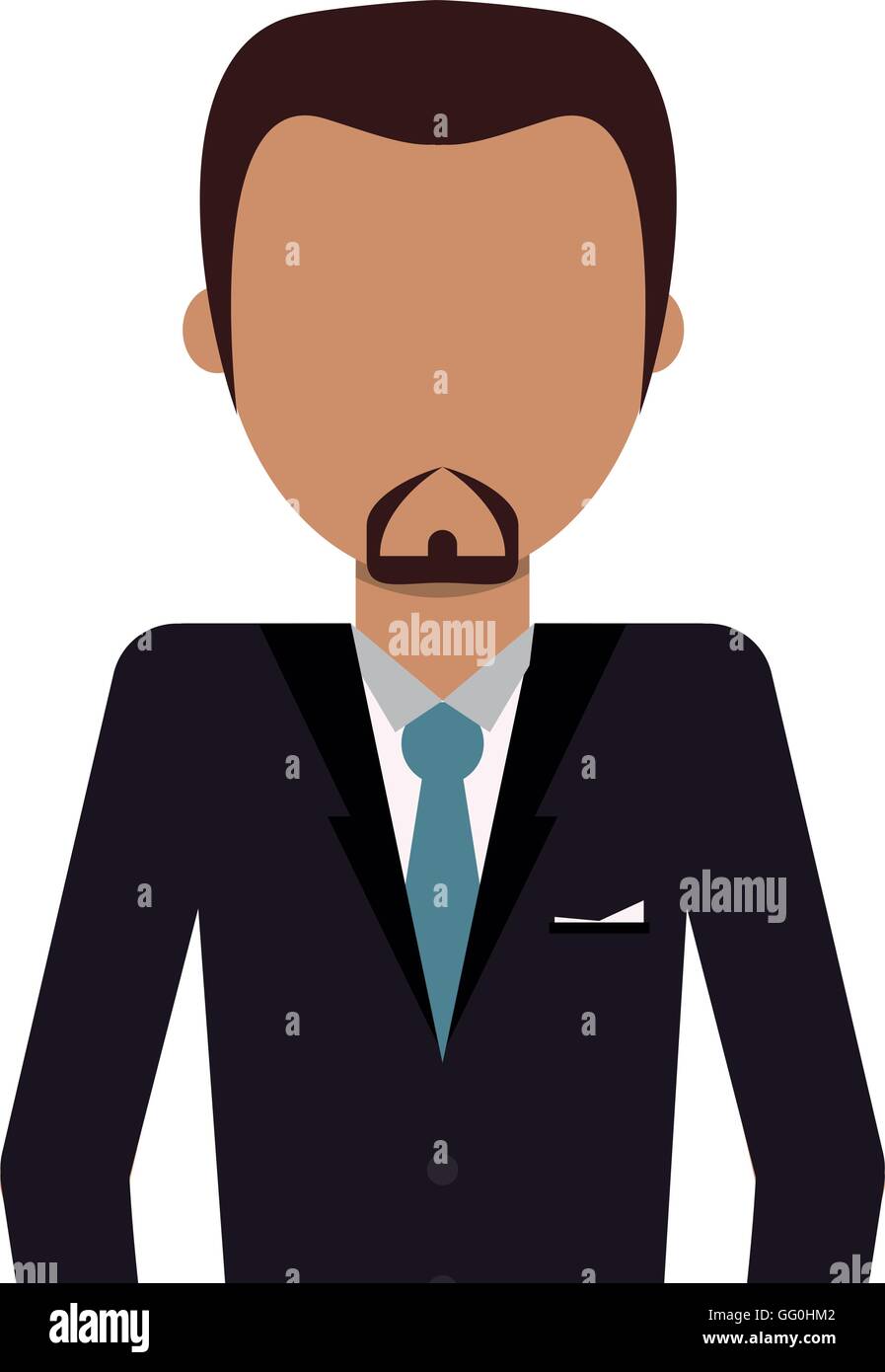 faceless man with facial hair wearing suit icon Stock Vector Image ...