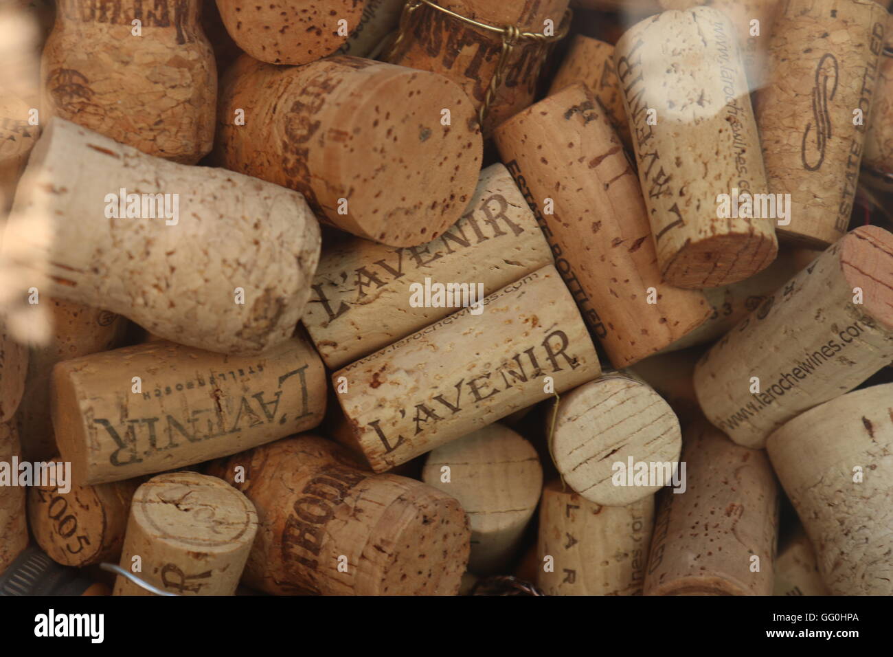 Corks at L'Avenir Wines, Stellenbosch, South Africa Stock Photo