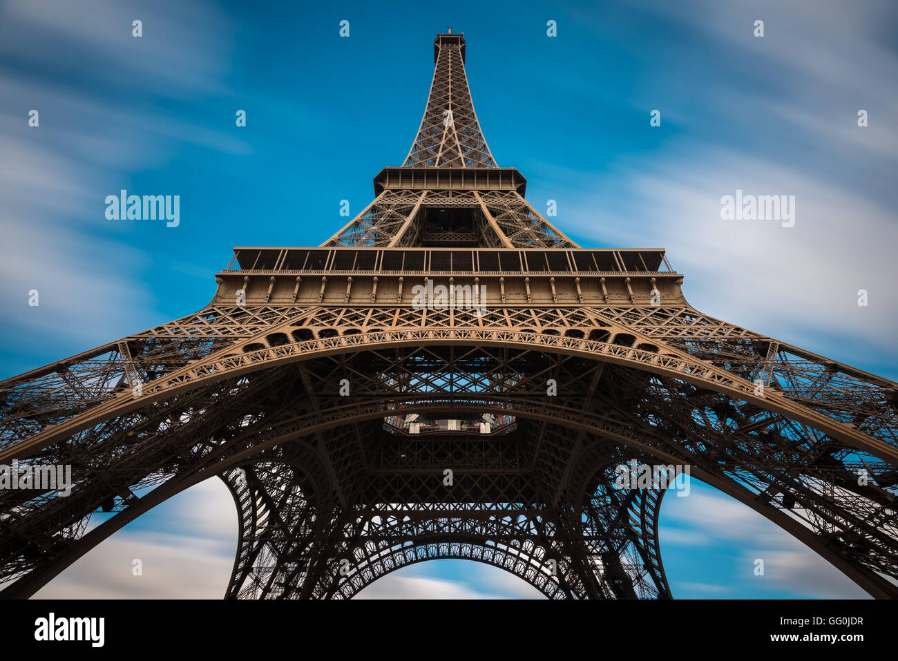 The Eiffel Tower (La tour Eiffel) on the Champ de Mars in Paris, France Stock Photo