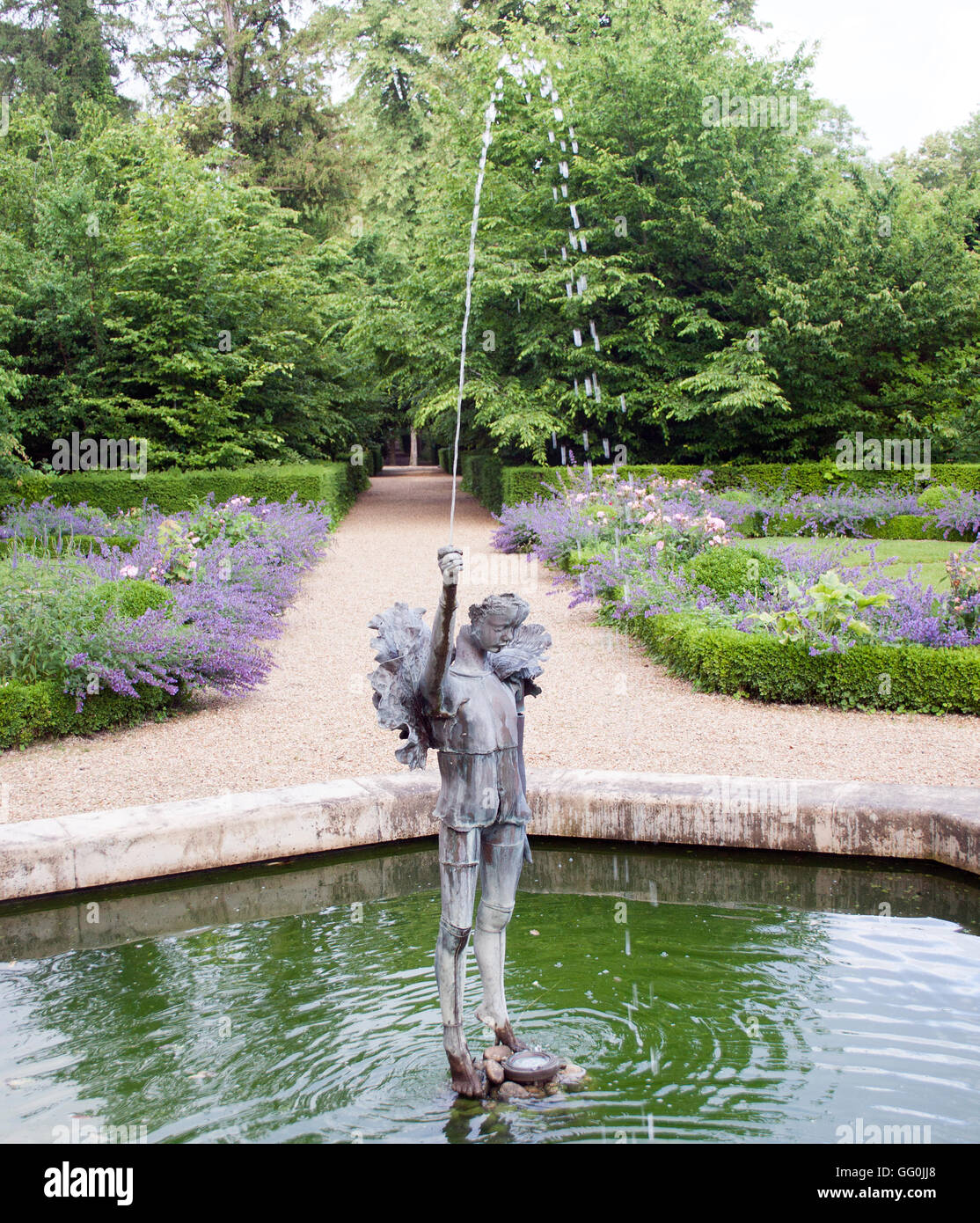 Boy Water Fountain Statue in Sceaux France Stock Photo
