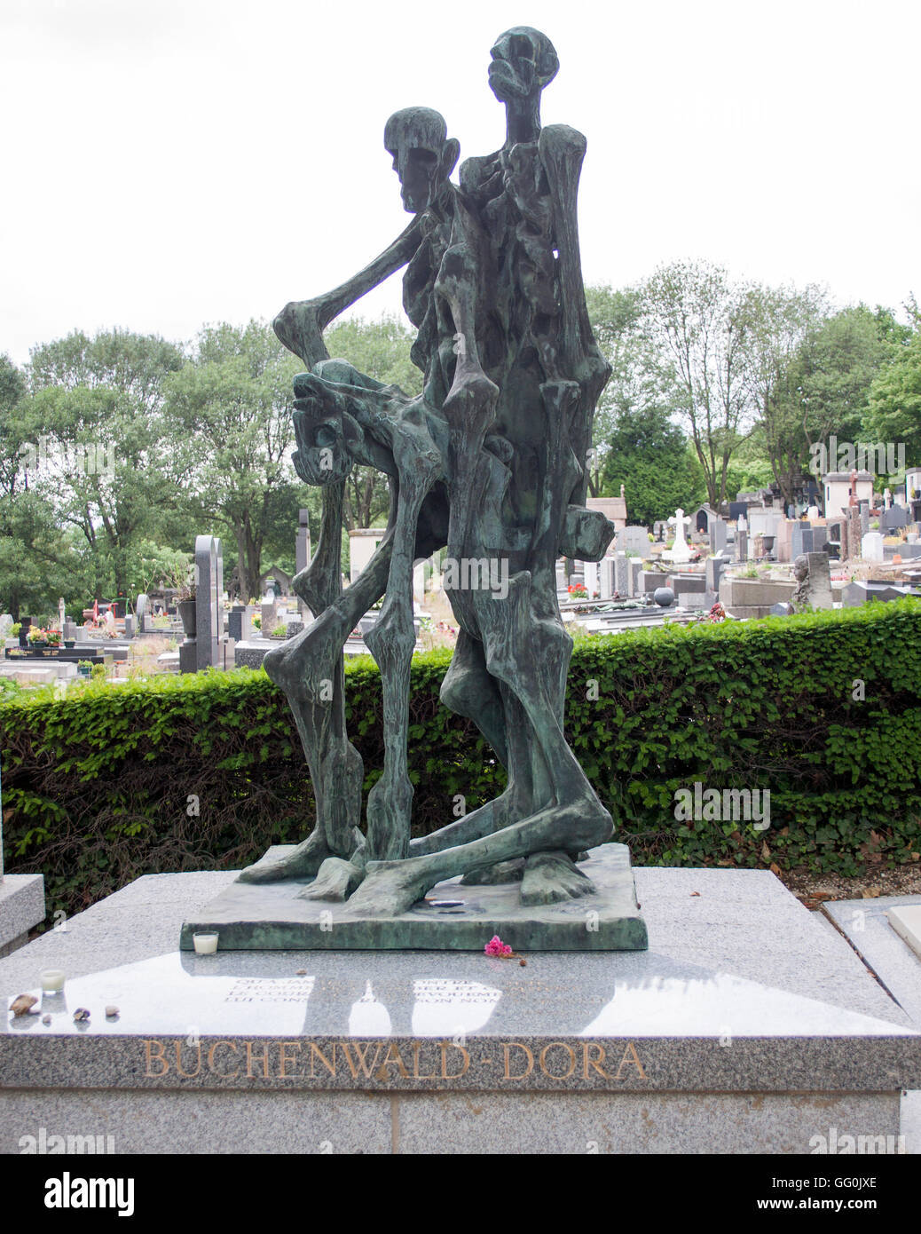 Holocaust Grave at Pere Lachaise Cemetery in Paris France Stock Photo