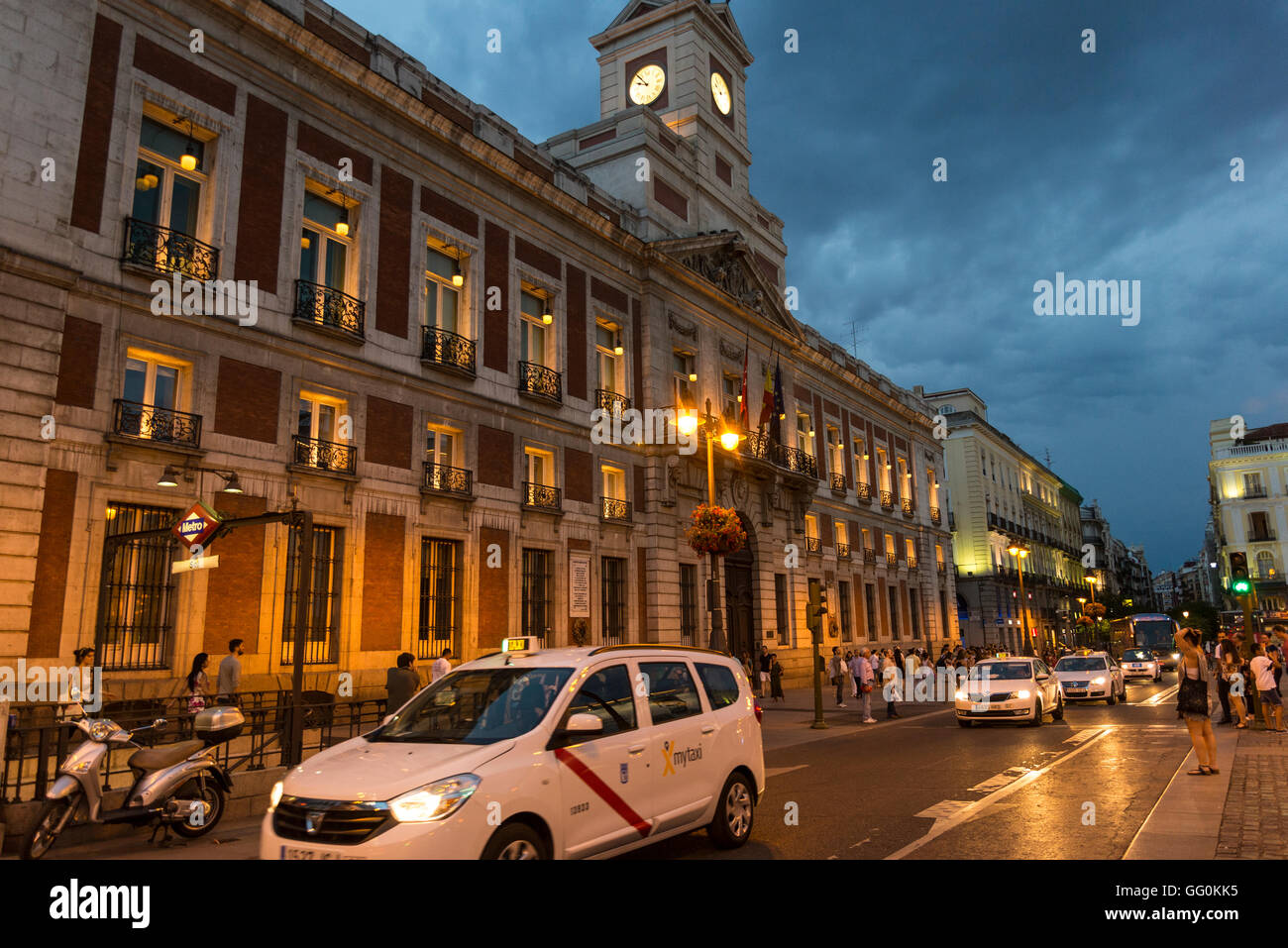 Old Royal Post Office building now the regional government office, Puerta del Sol, Madrid, Spain Stock Photo