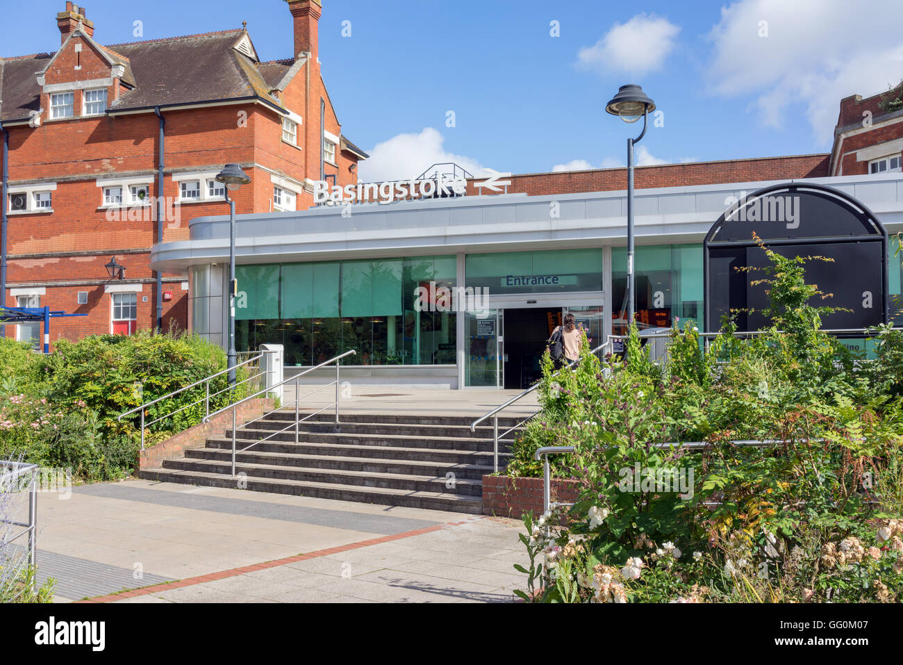 Basingstoke station entrance on the south western mainline Stock Photo