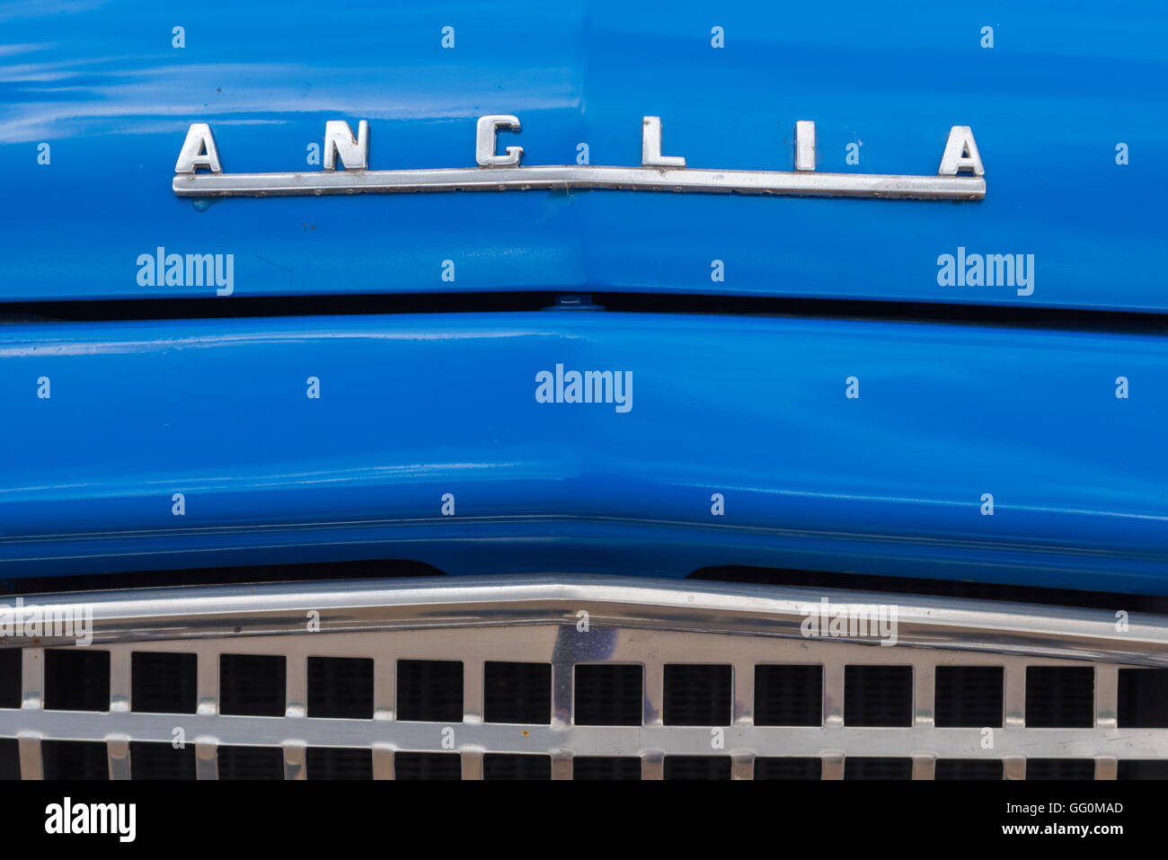 Vintage ford anglia badge and grille Stock Photo