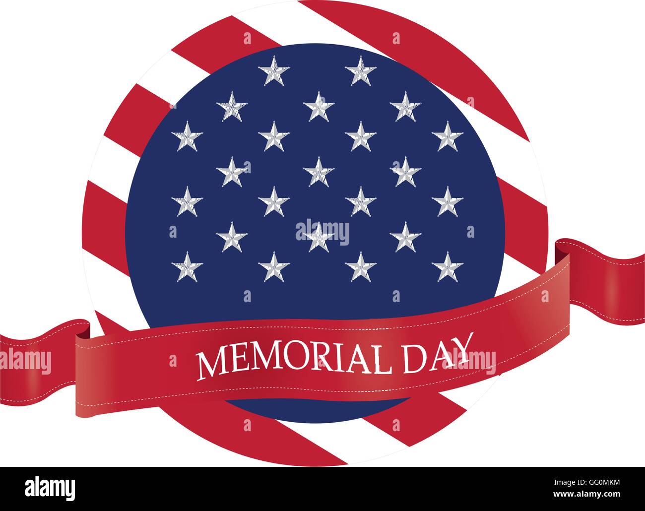 Isolated banner with stars and a ribbon with text for memorial day ...