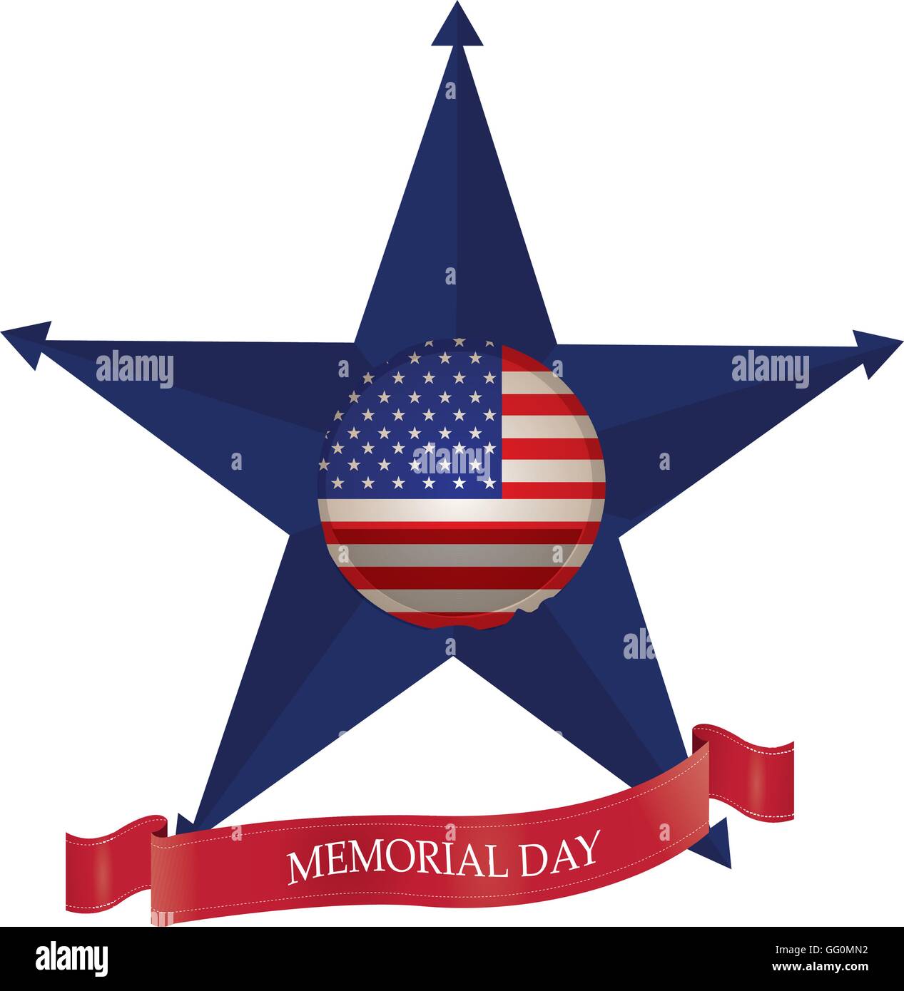 Isolated star with a badge with the american flag for memorial day ...