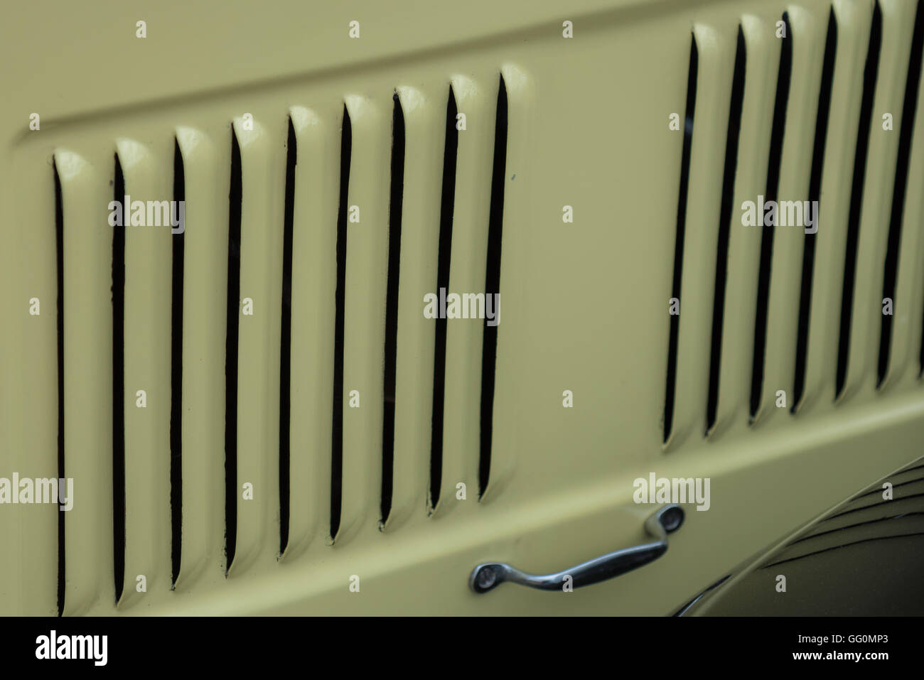 close up of vintage car bonnet Stock Photo