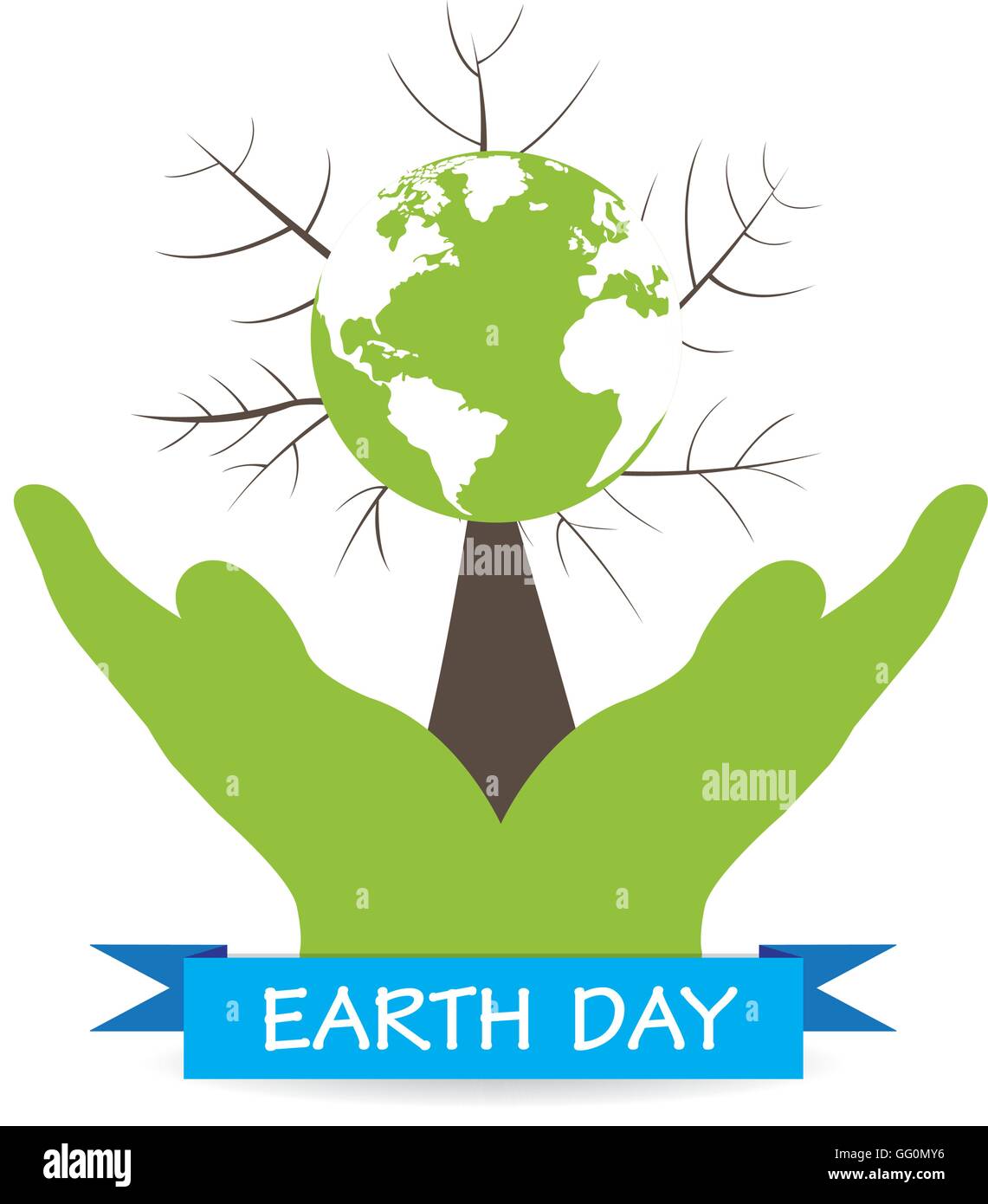 Isolated pair of hands holding a tree with our planet on a white ...