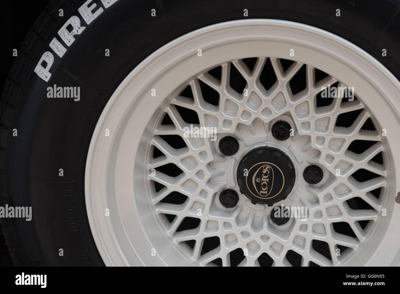 White Lotus Esprit wheel Stock Photo