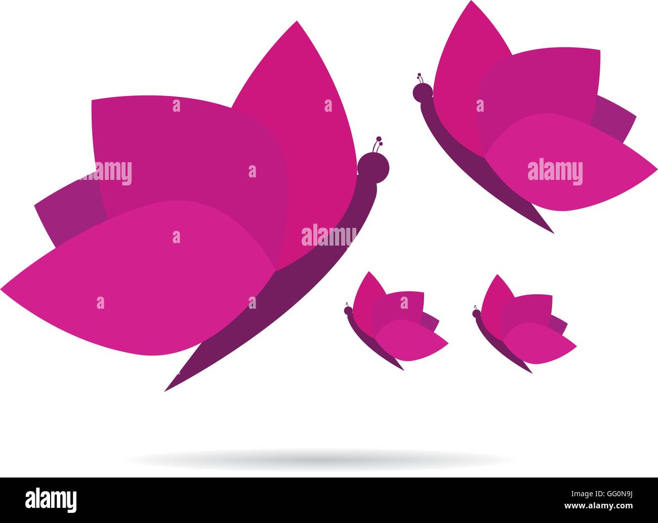 Group of silhouettes of butterflies on a white background Stock Vector
