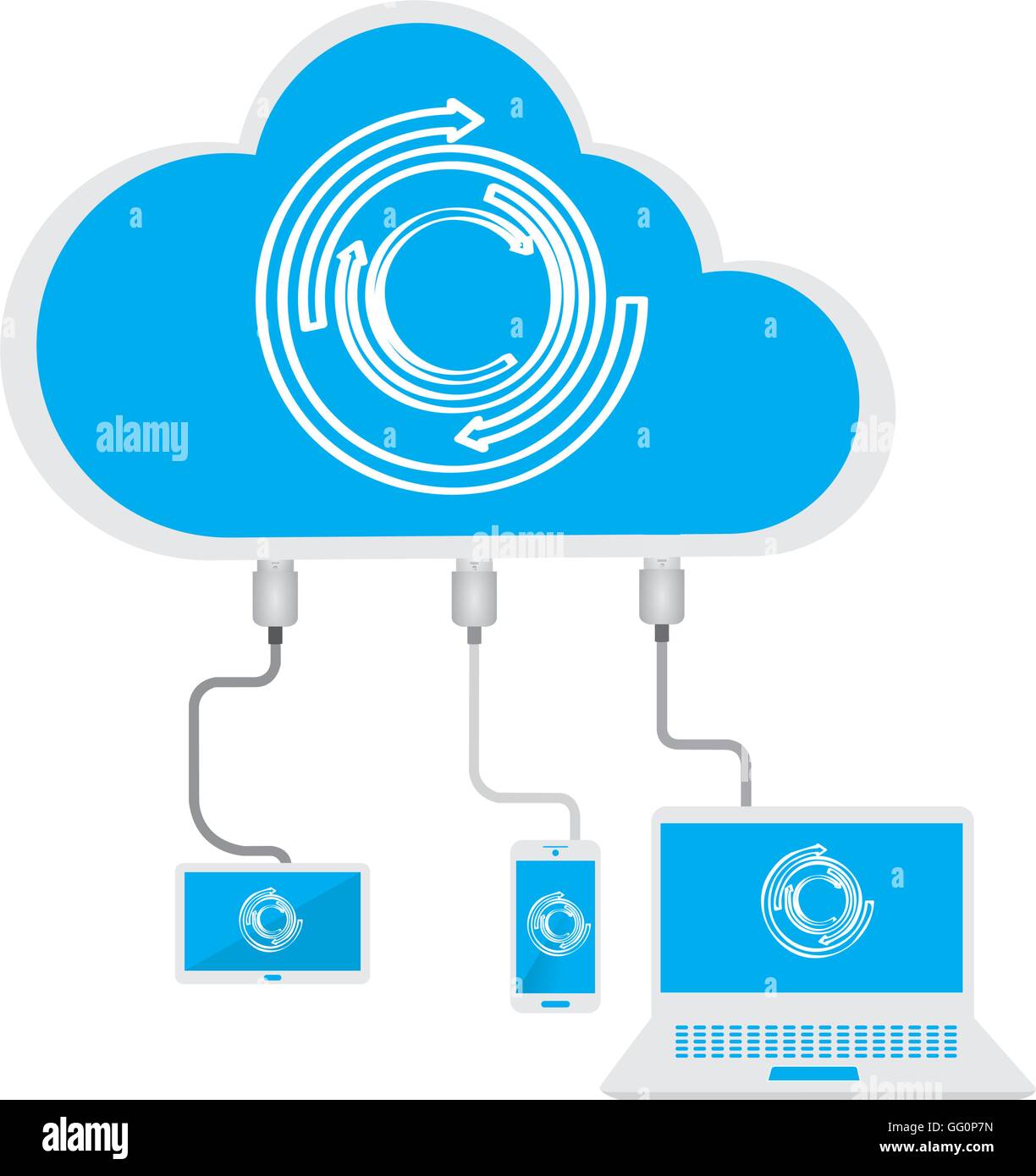 Isolated cloud with a network of devices on a white background Stock ...