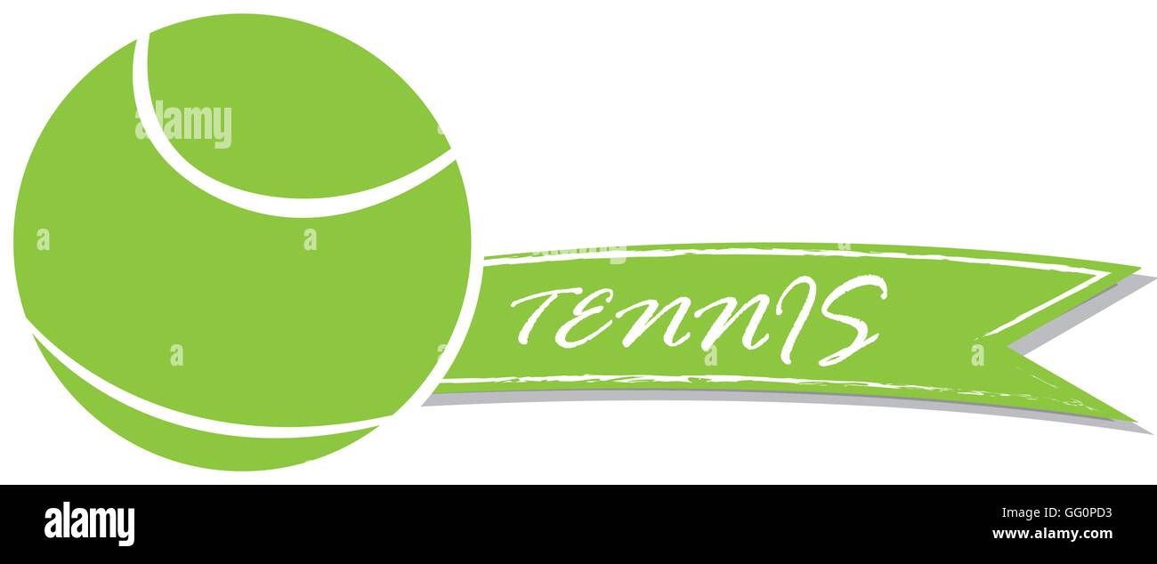 Isolated tennis ball and a ribbon with text on a white background Stock ...