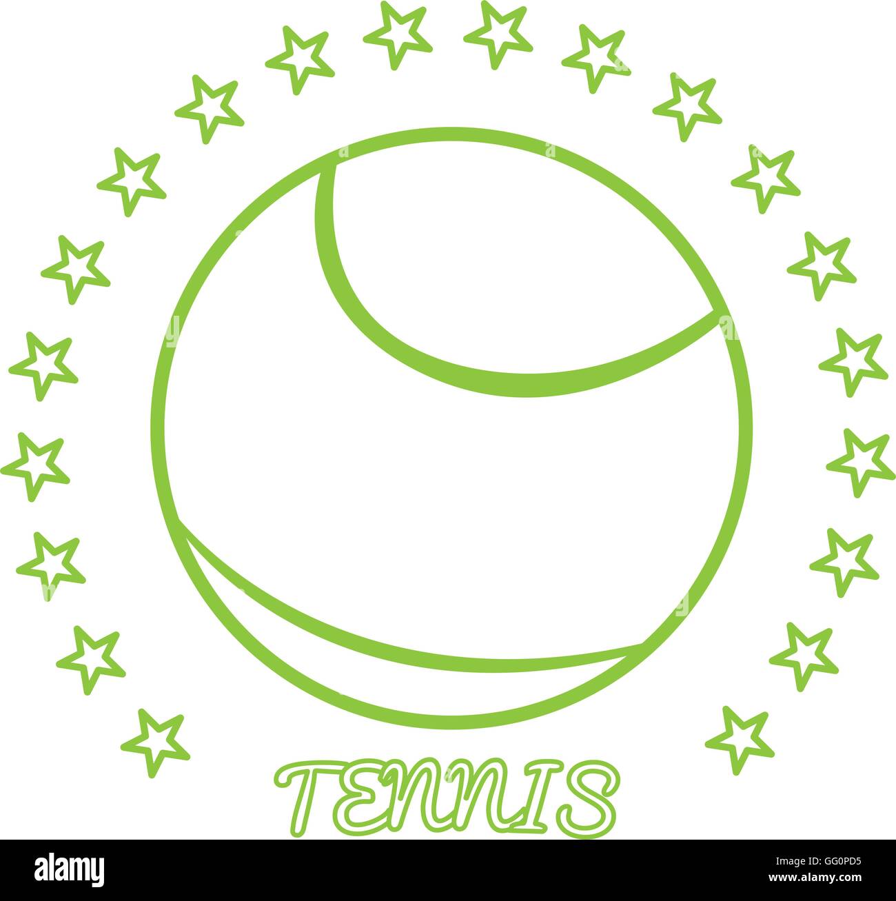 Isolated tennis ball, some text and stars on a white background Stock ...