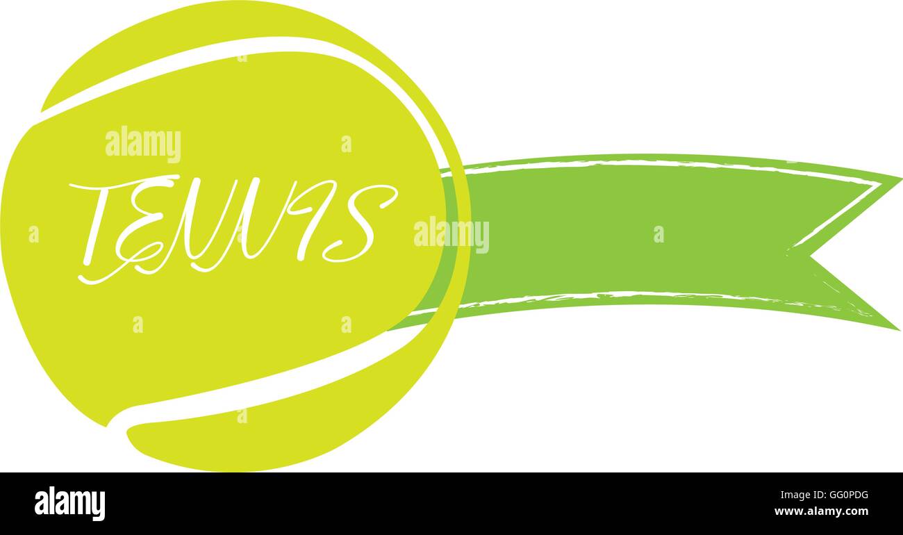 Isolated tennis ball and a ribbon with text on a white background Stock ...