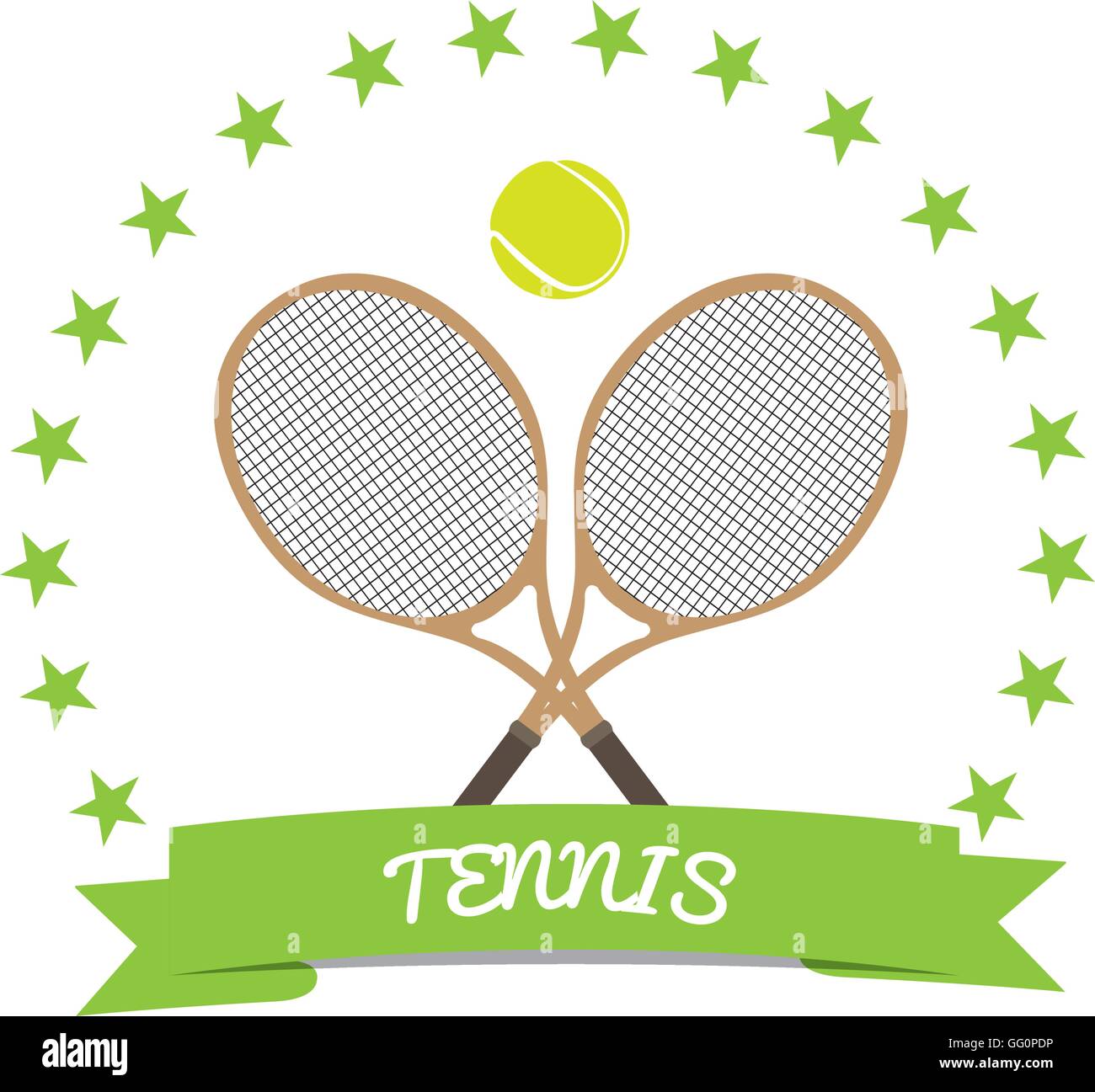 Isolated tennis rackets and a tennis ball on a white background Stock ...