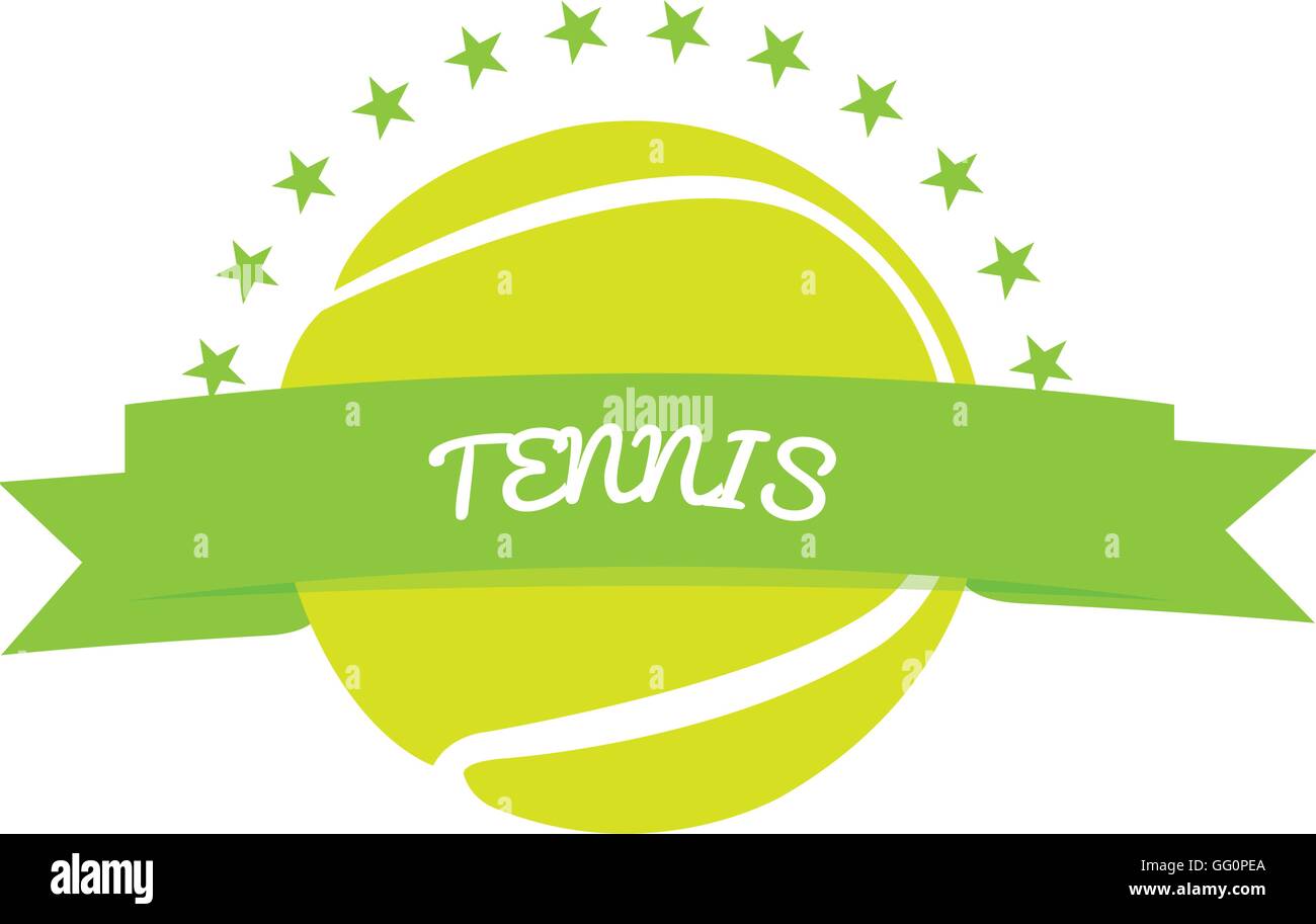 Isolated tennis ball and a ribbon with text on a white background Stock ...