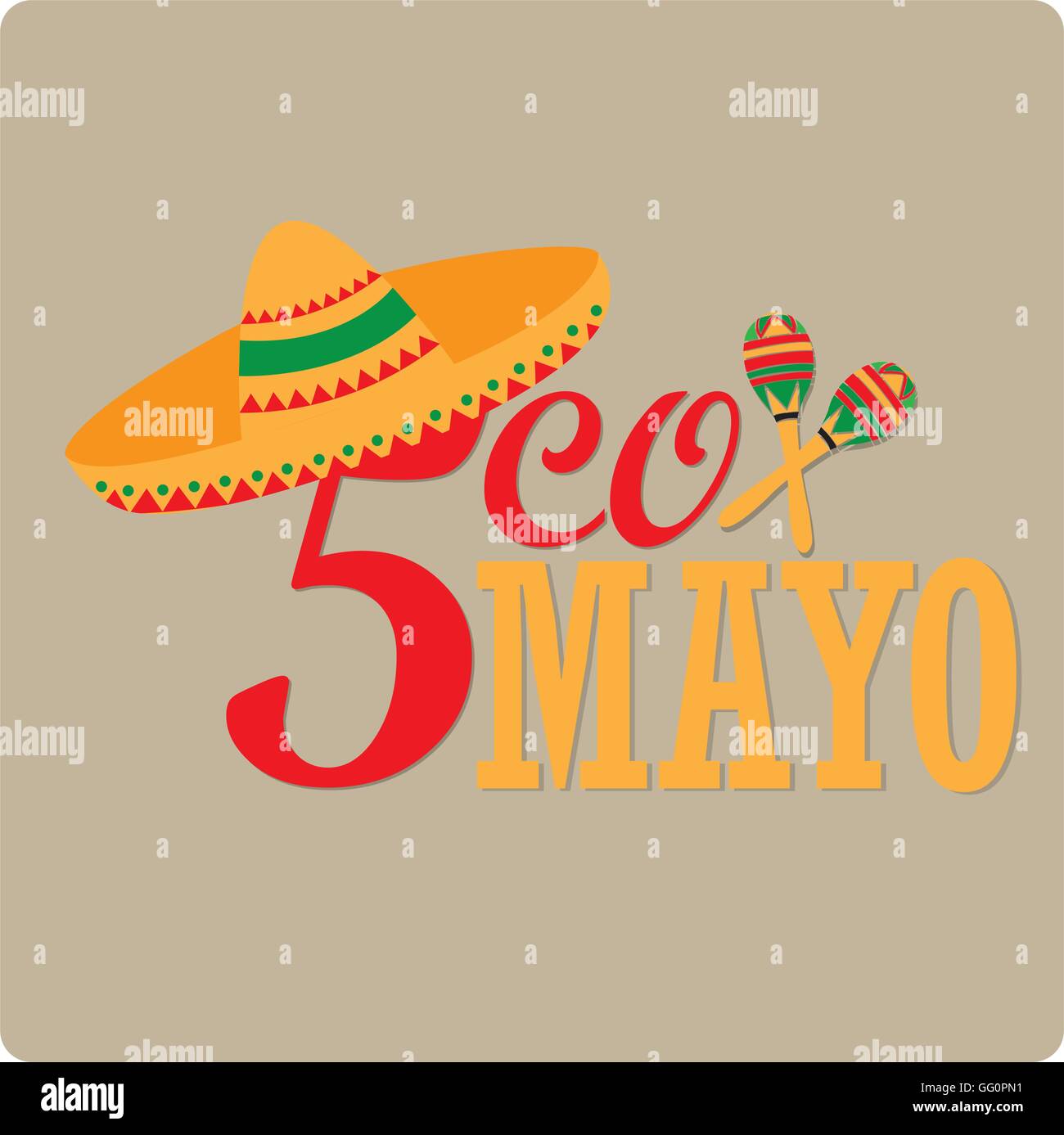 Colored background with text, a hat and a pair of shakers Stock Vector ...