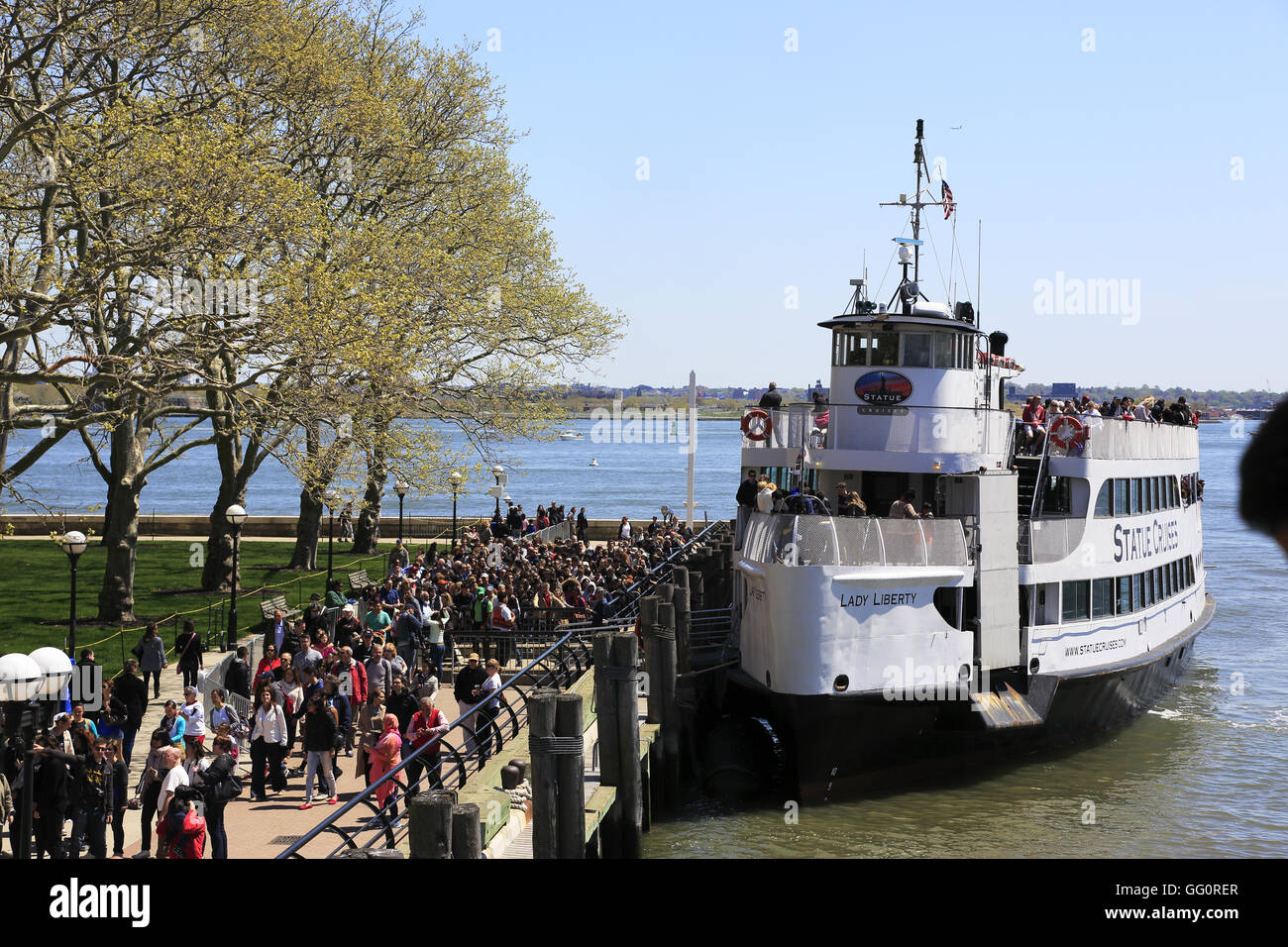 Passenger ferry connecting Manhattan Ellis Island and Statue of Liberty