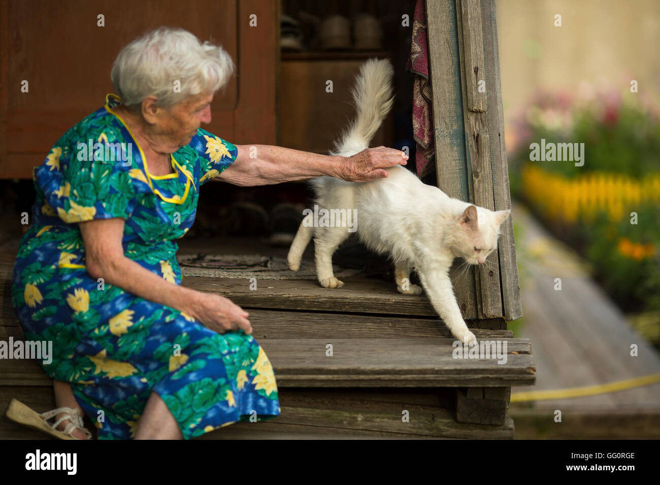 Old lady sitting on porch hi-res stock photography and images - Alamy
