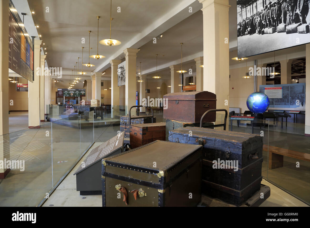 Exhibition of immigration history of USA inside of Ellis Island