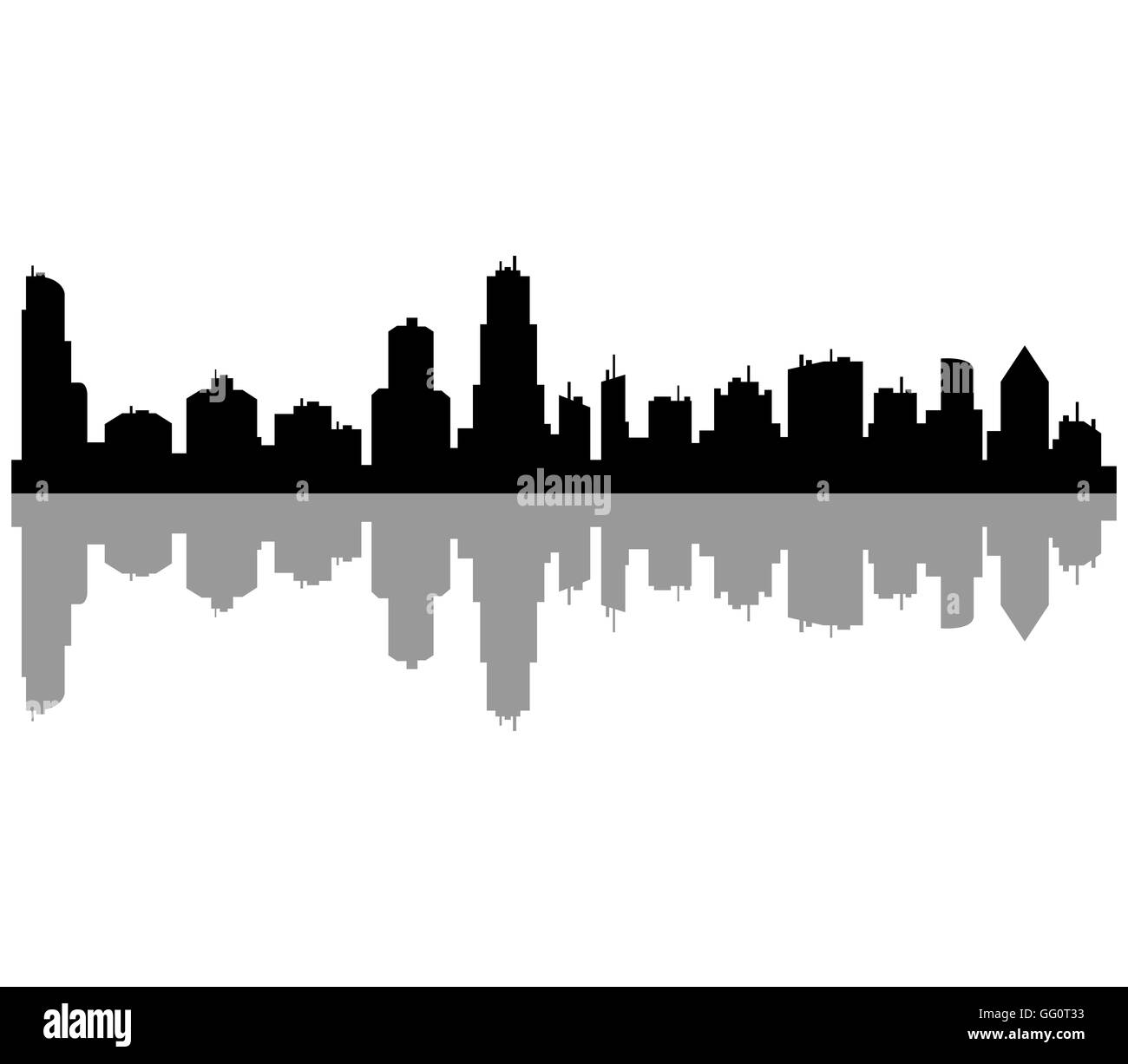 Chicago city skyline illustration Black and White Stock Photos & Images ...
