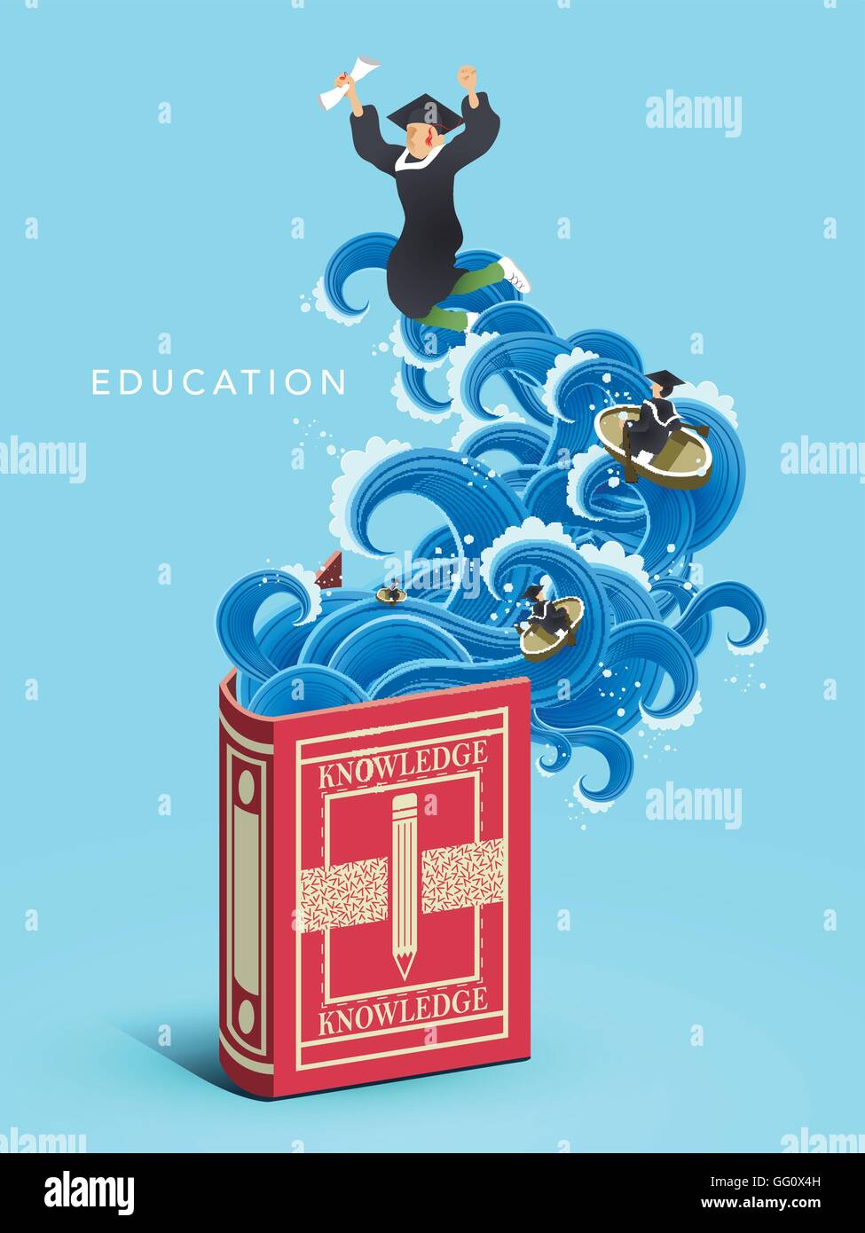 flat 3d isometric design - graduation and education concept Stock ...