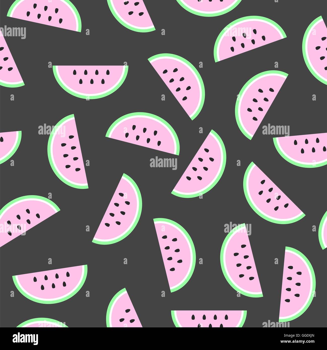 Seamless pattern with slices of watermelon. Flat design. Vector Stock ...
