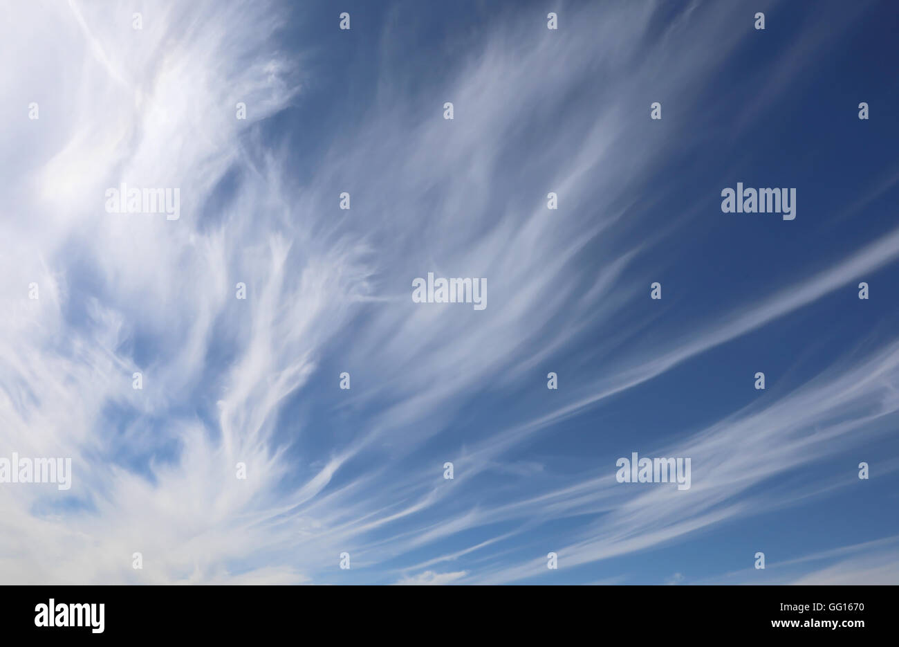 many high cirrostratus in the blue sky in summer Stock Photo
