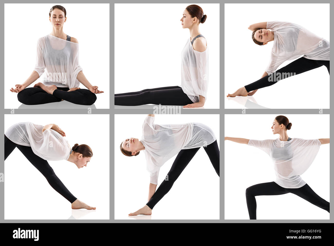 Woman practicing yoga in the lotus position Stock Photo